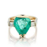 14kt Yellow Gold Green Emerald Pear Shape Ring - view 2