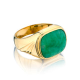 18kt Yellow Gold Jade Ring. Weight: 8.17 grams - view 2