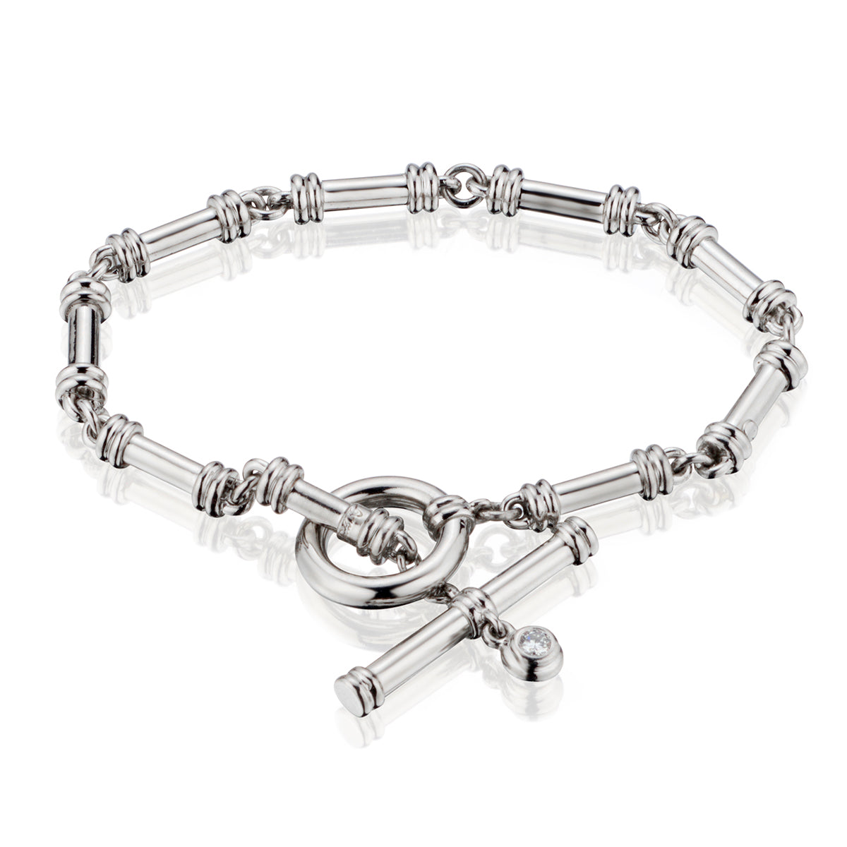Platinum Tubular Toggle Bracelet br Scott Kay.26 Grams.