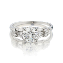 Birks Vintage Platinum and Diamond Ring. 1.10 European Cut