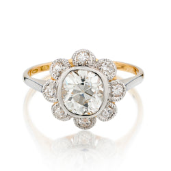 18kt and Platinum Vintage Ring. 1.68 Mine Cut