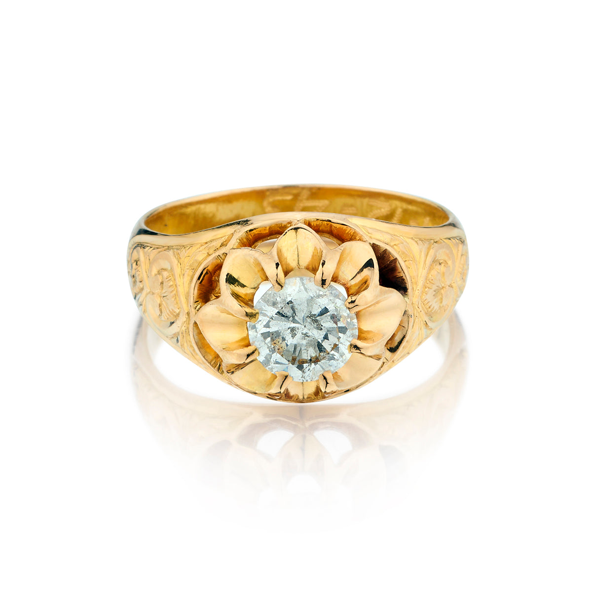 18kt Yellow Gold Diamond Ring. 0.90 Brilliant Cut Diamond