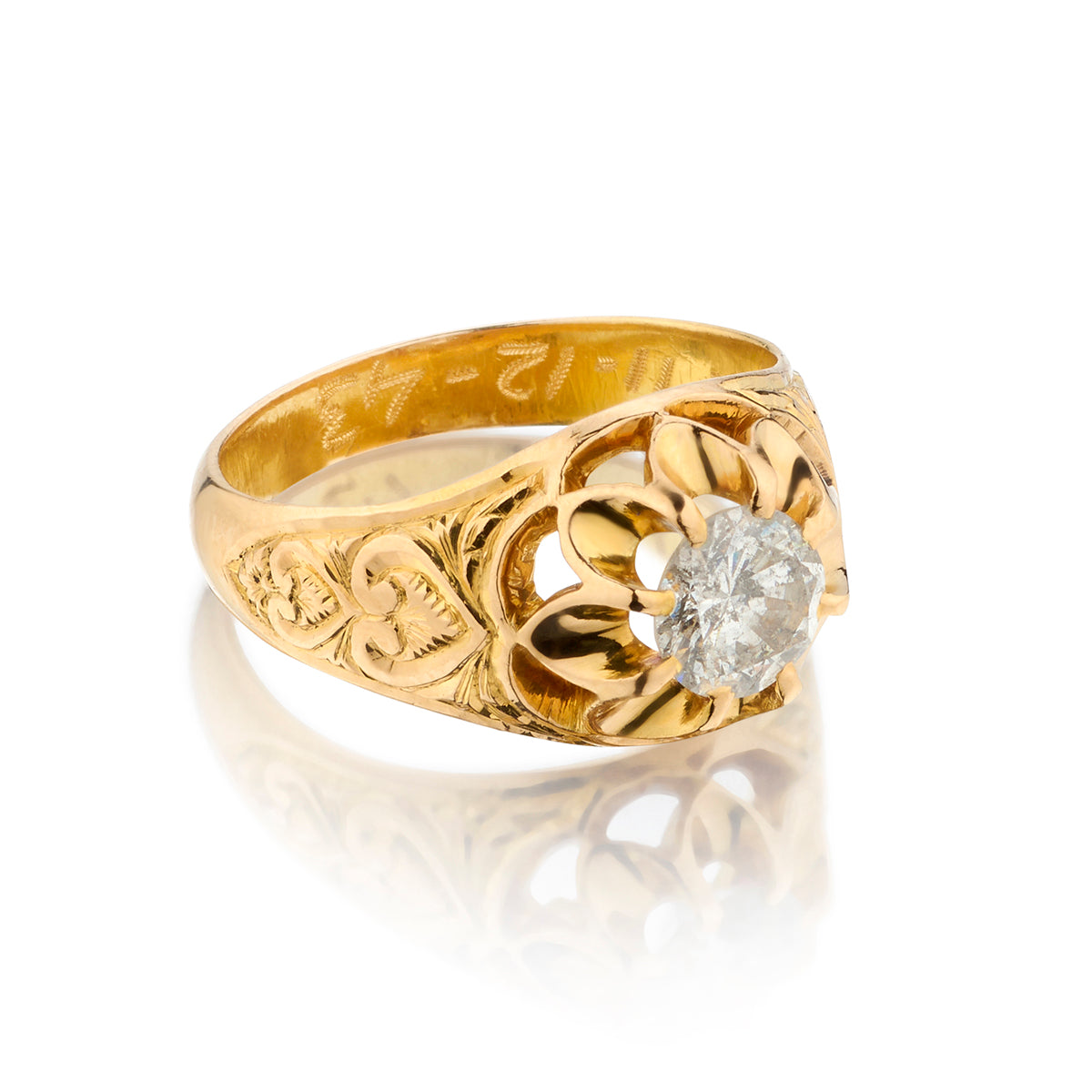 18kt Yellow Gold Diamond Ring. 0.90 Brilliant Cut Diamond