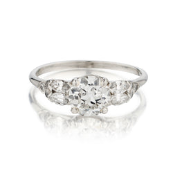 Platinum Vintage  Diamond Ring. 0.90 European Cut Diamond