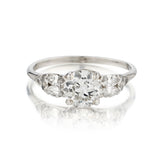 Platinum Art Deco Diamond Ring. 0.90 European Cut Diamond - view 2