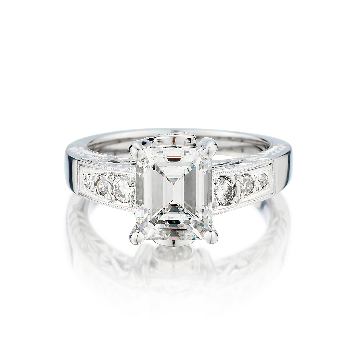 18kt White Gold Diamond Ring. 2.00 Emerald Cut Diamond.