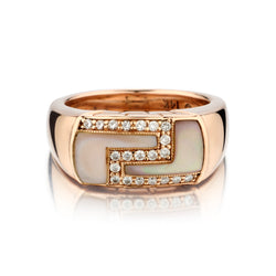 14kt Pink Gold Mother of Pearl and Diamond Ring By Kabana