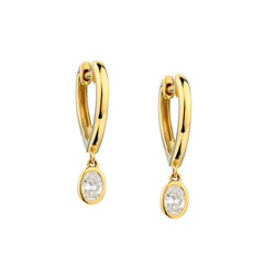 18kt Yellow Gold Oval Diamond Drop Earrings. 2 x 0.43ct Tw