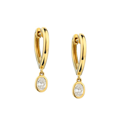18kt Yellow Gold Oval Diamond Drop Earrings. 2 x 0.43ct Tw