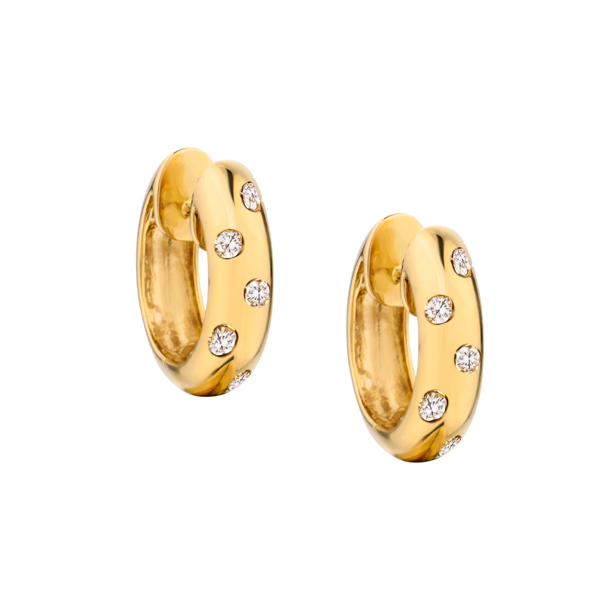 18kt Yellow Gold Diamond Huggies Earrings. 0.30ct Tw