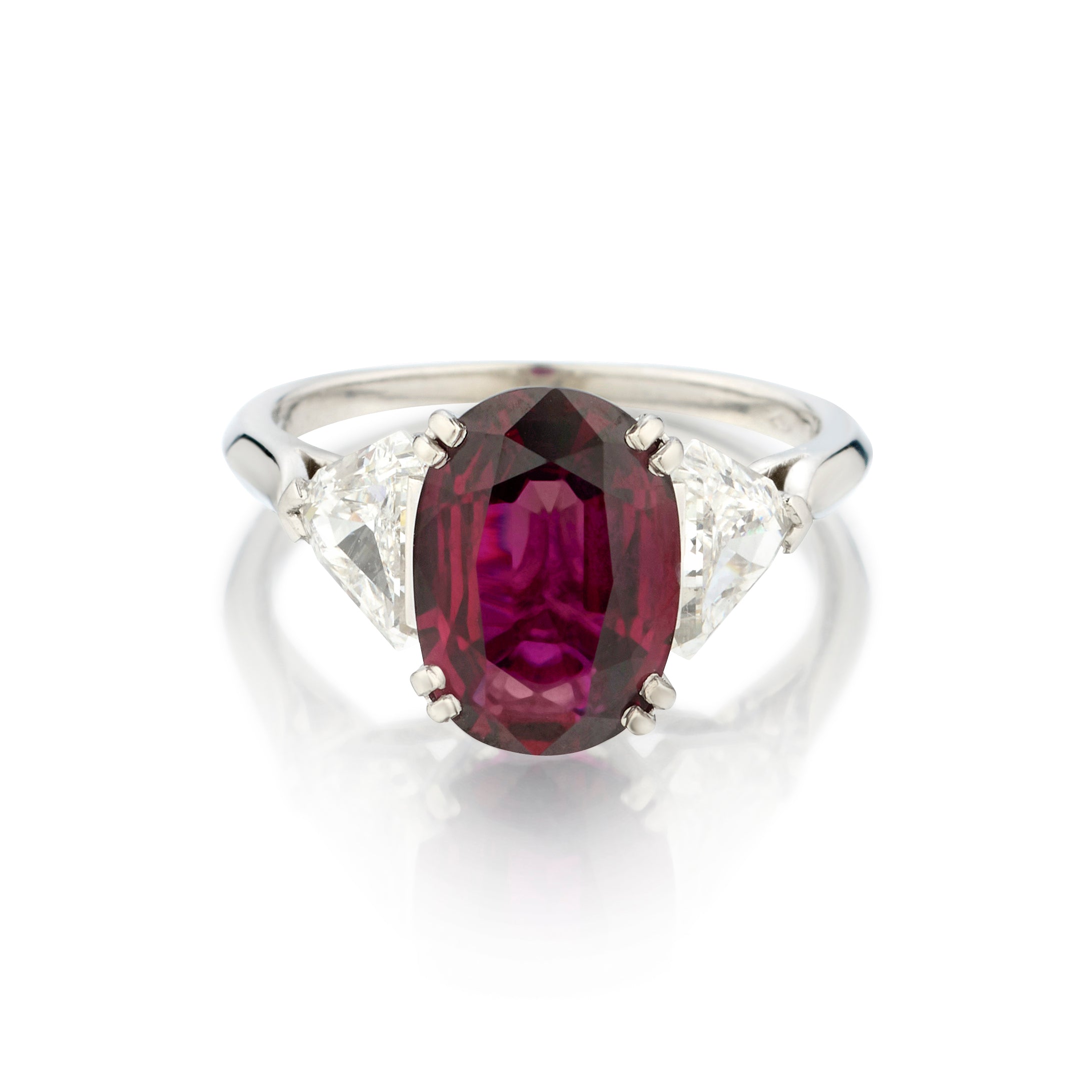 Platinum Ruby and Diamond Ring, 2.85 Carat Ruby