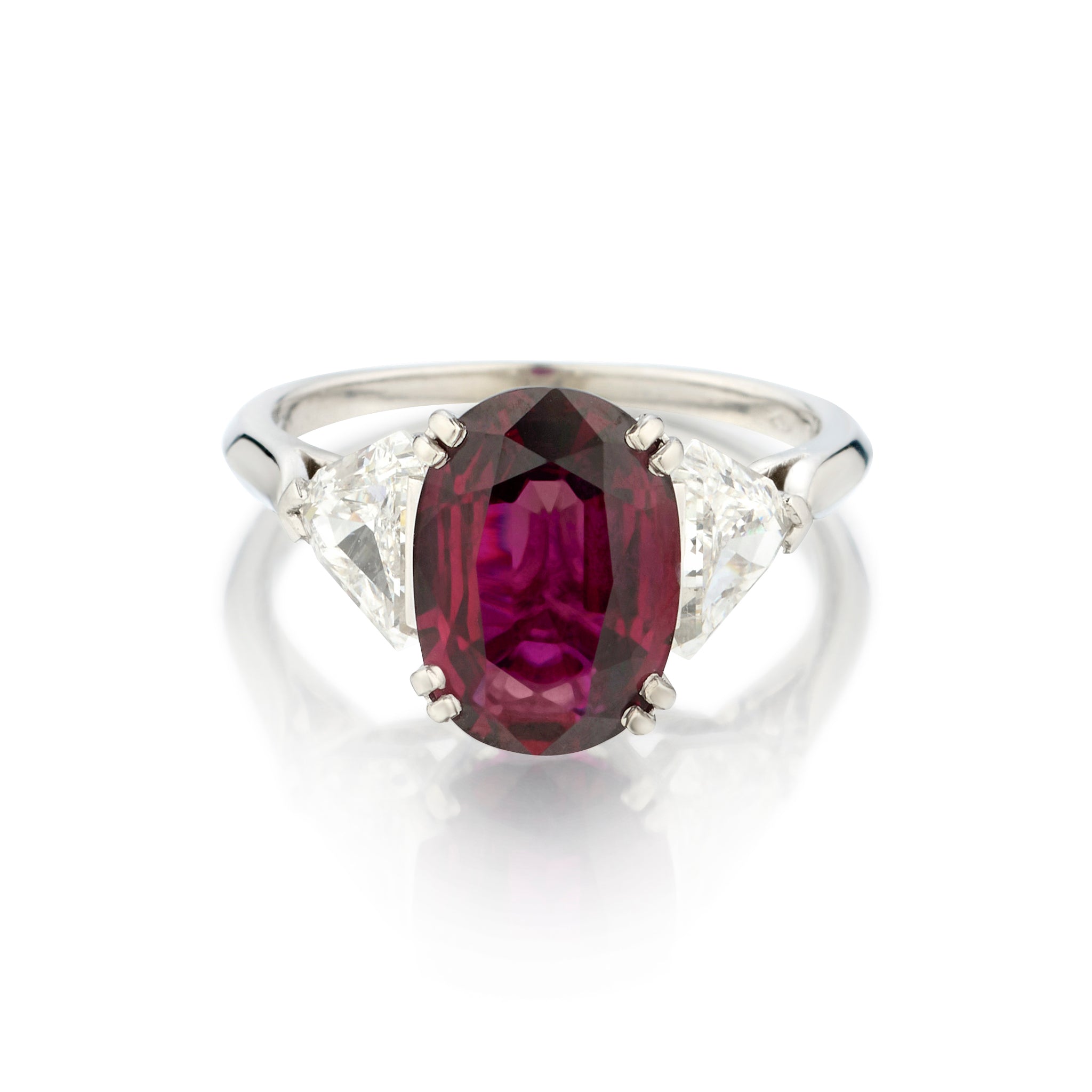 Platinum Ruby and Diamond Ring, 2.85 Carat Ruby