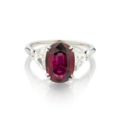 Platinum Ruby and Diamond Ring, 2.85 Carat Ruby