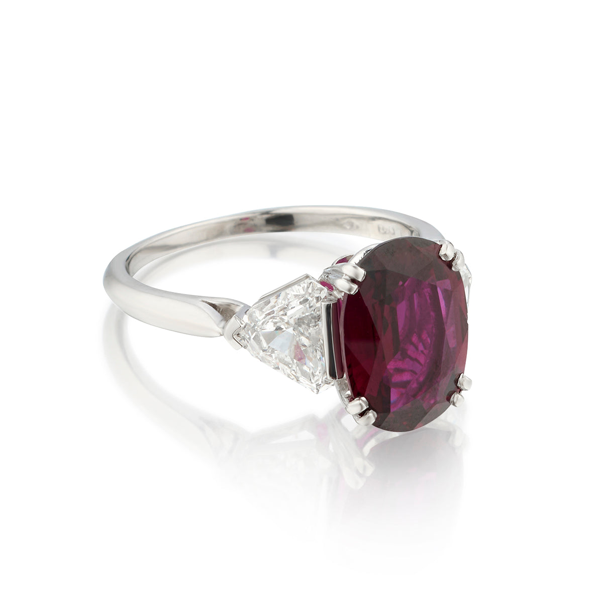 Platinum Ruby and Diamond Ring, 2.85 Carat Ruby