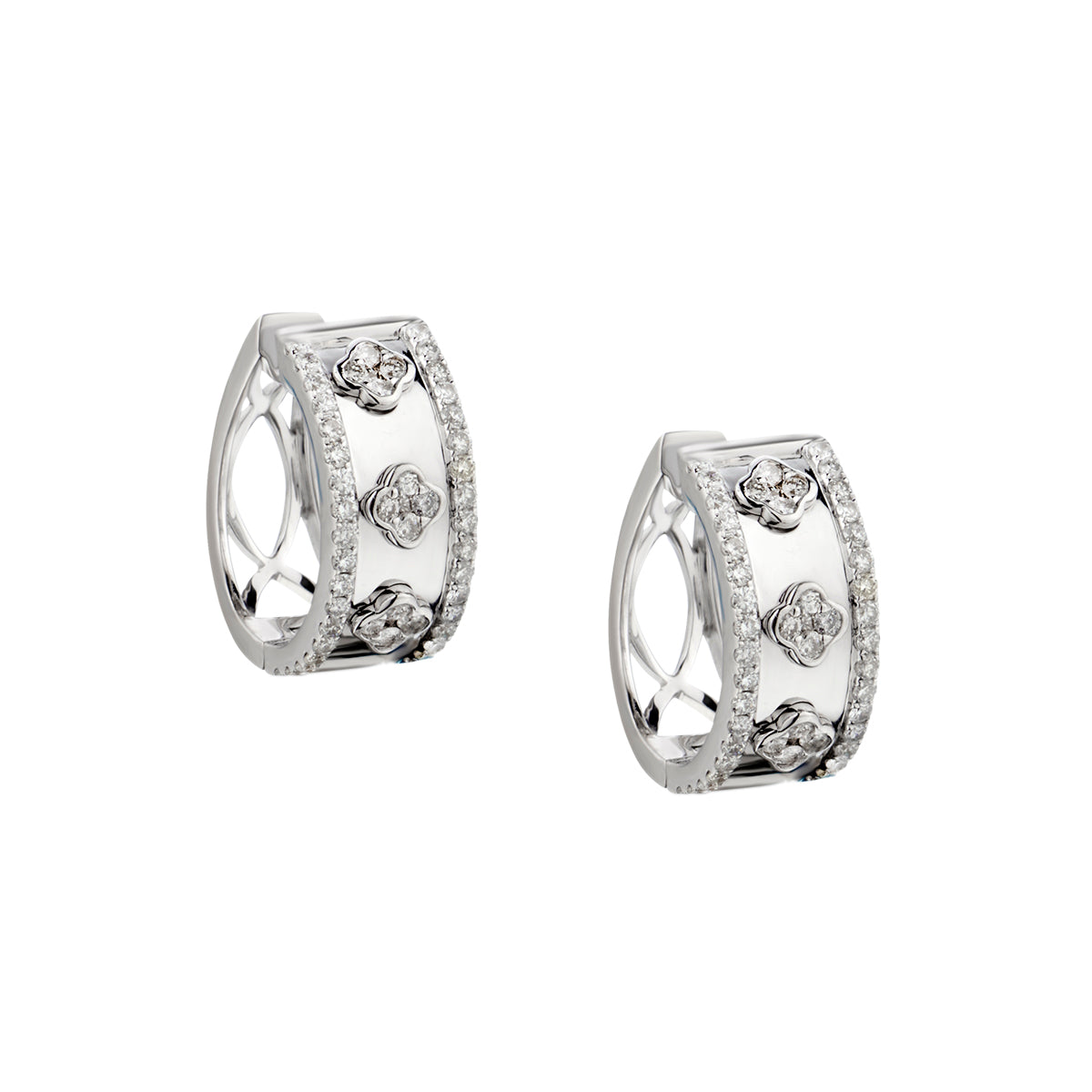 18kt White Gold Diamond Small Hoop Earrings. 0.60ct Tw