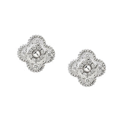18kt White Gold Diamond 4-Leaf Clover Diamond Stud Earrings.