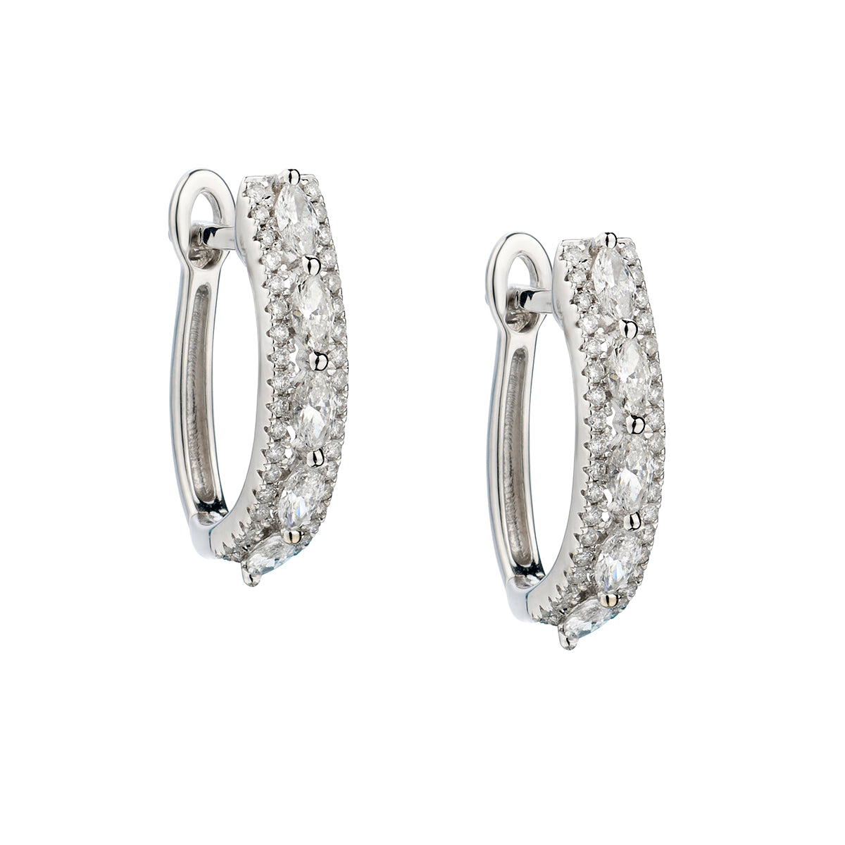 14kt White Gold Diamond Small Hoop Earrings. 0.63ct Tw