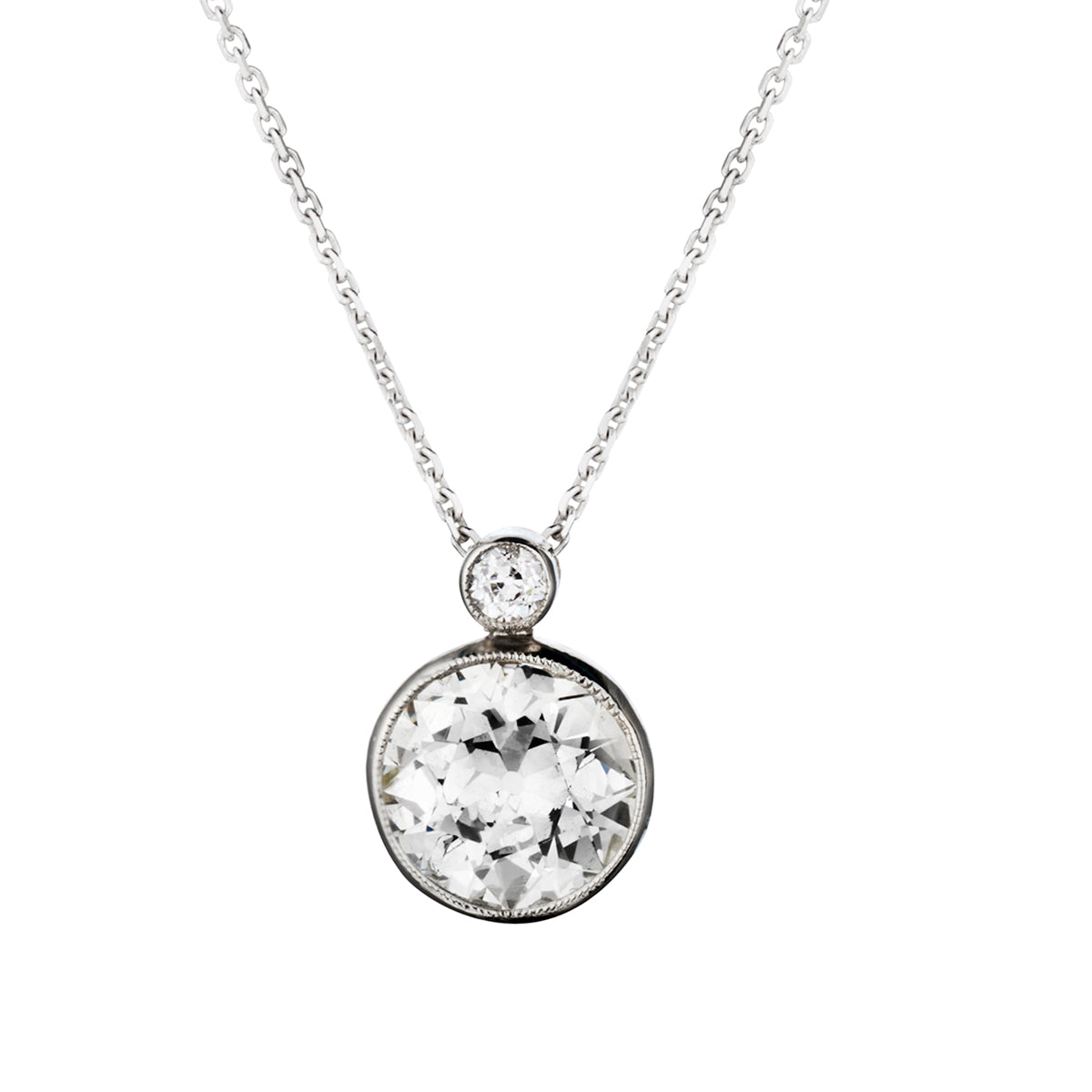 Vintage Pink Gold and Silver Diamond Pendant. 1.93 European Cut Diamond