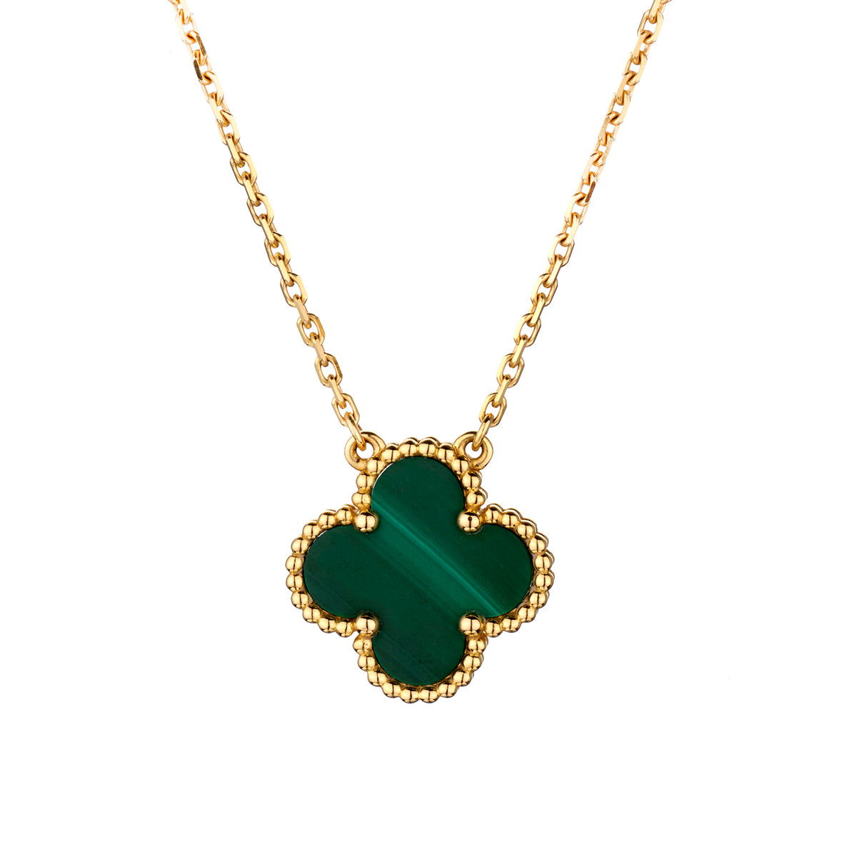 Van Cleef & Arpels Vintage Alhambra Yellow Gold And Malachite Pendant