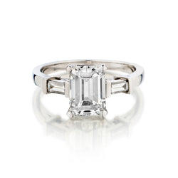 Platinum Emerald Cut Diamond Ring. 1.90 Carat Weight.