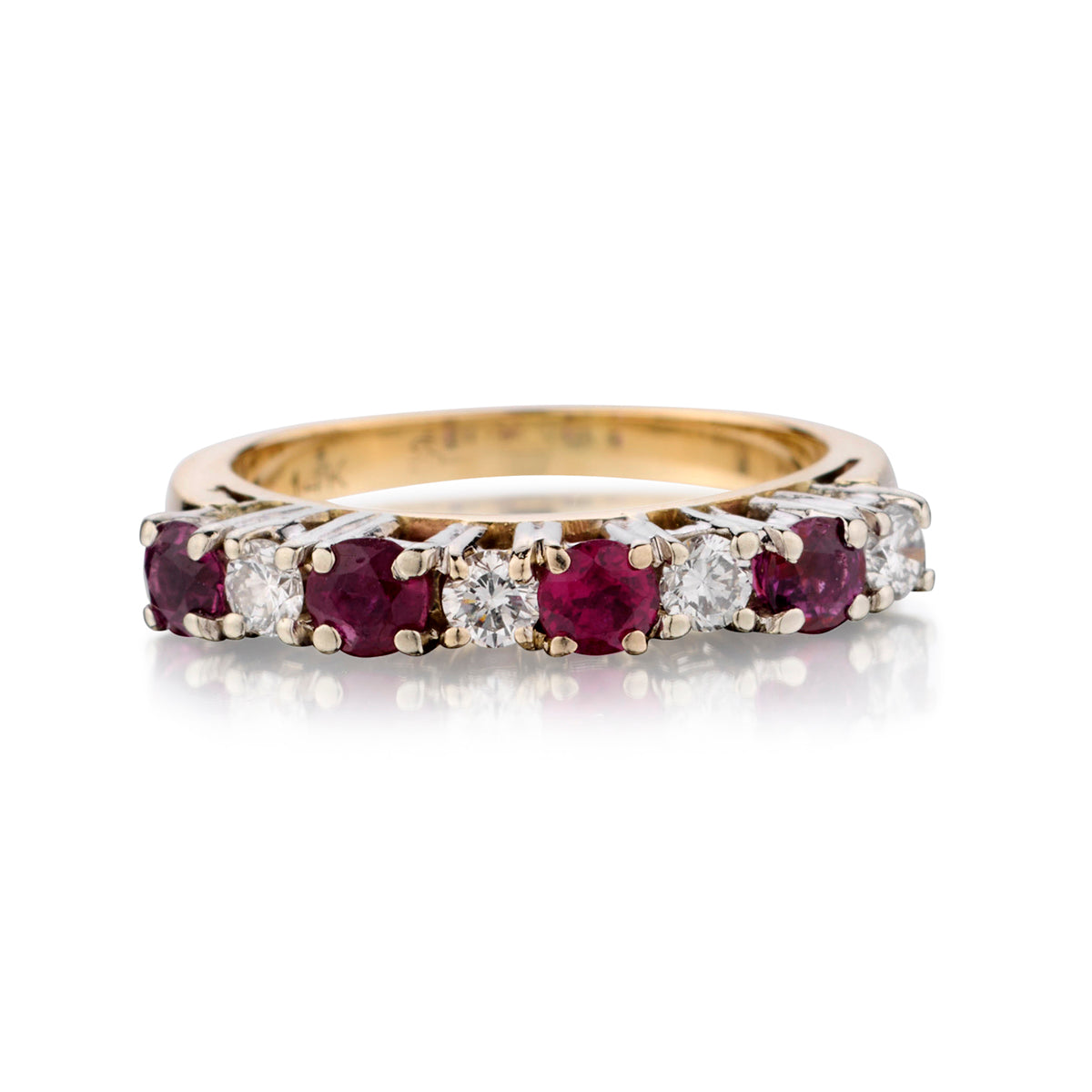14kt Yellow Gold Ruby and Diamond 8 Stone Ring