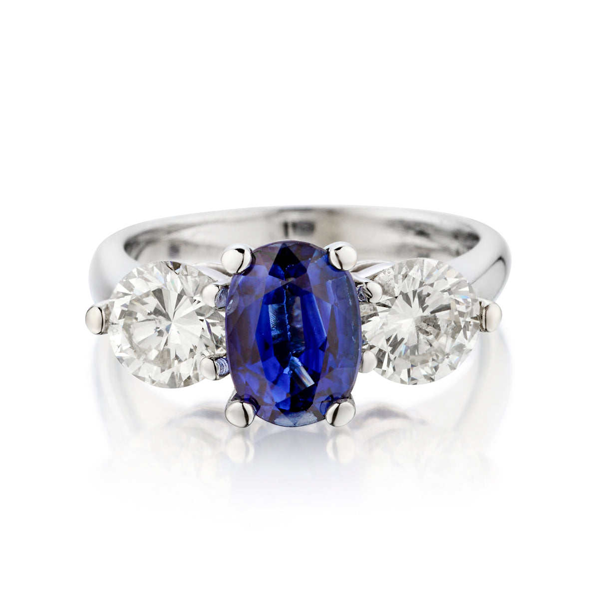 Ladies 19kt White Gold Blue Sapphire and Diamond Ring