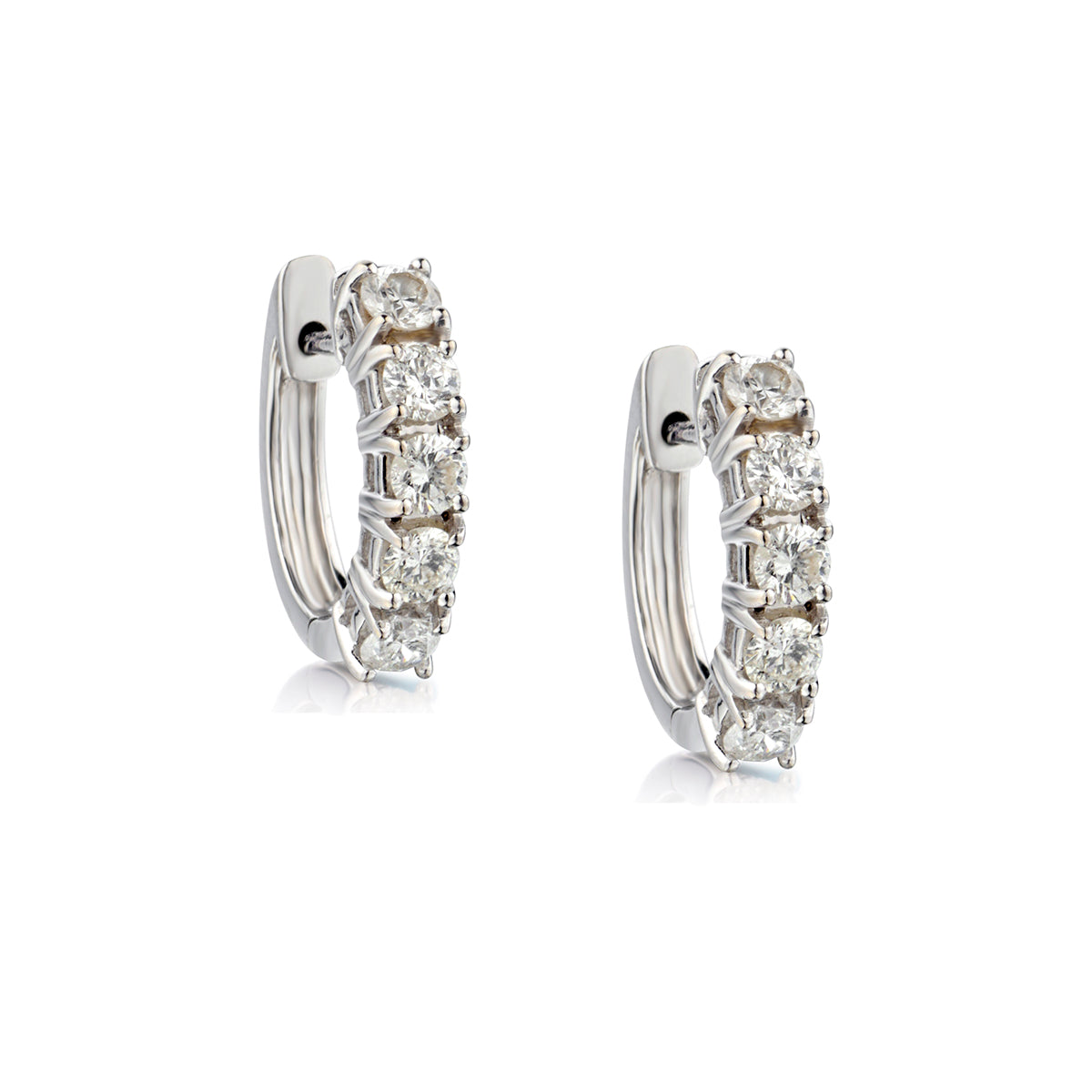 14kt White Gold Diamond Huggies Earrings. 10 x 1.00ct Tw