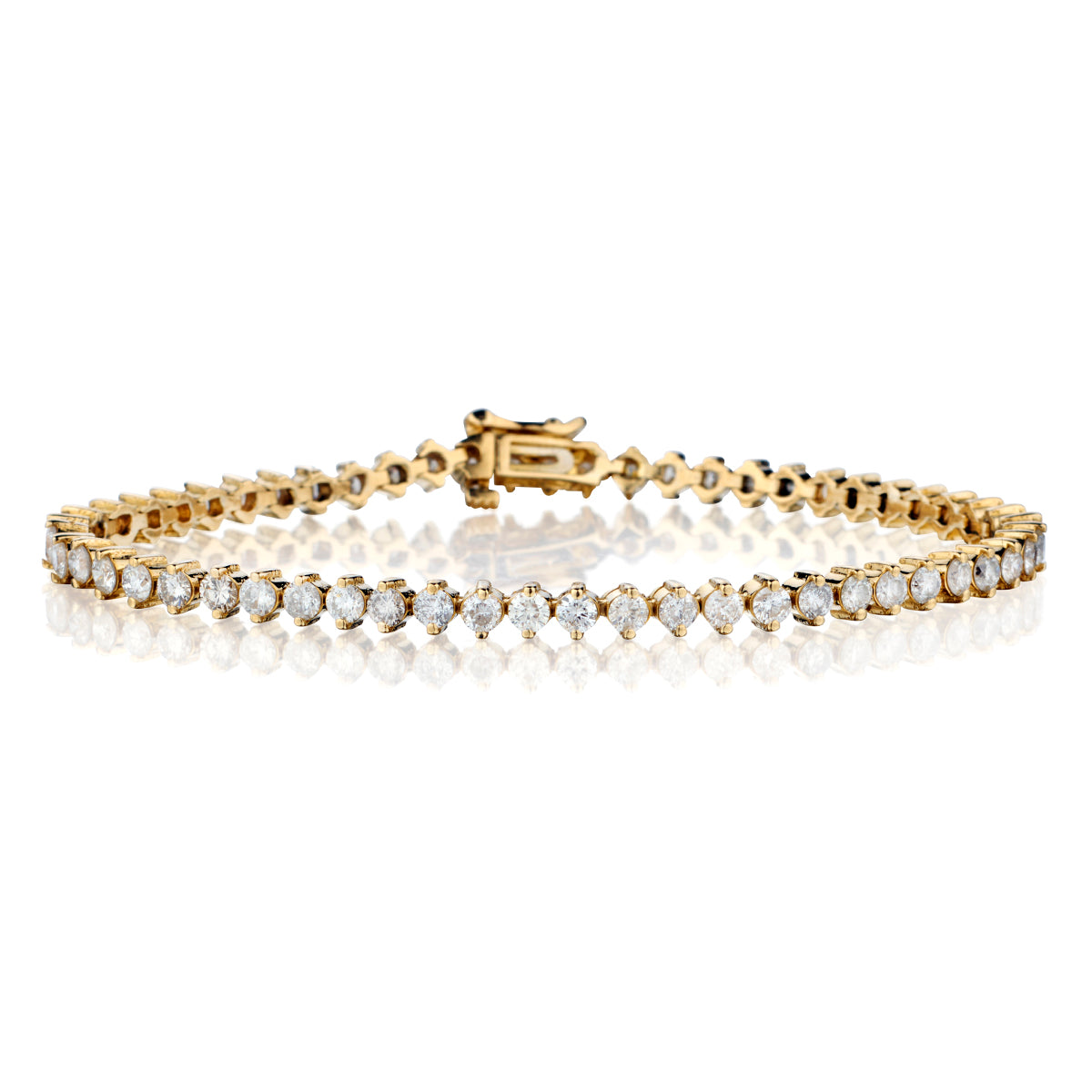 14kt Yellow Gold North - South Diamond Tennis Bracelet. 57 x 5.80ct Tw