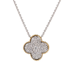 14kt Yellow and White Gold Diamond 4 Leaf Clover Pendant. 1.00ct Tw