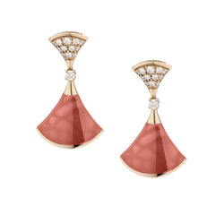 Bulgari 18kt Rose Gold "Diva's Dream" Carnelian and Diamond Earrings.