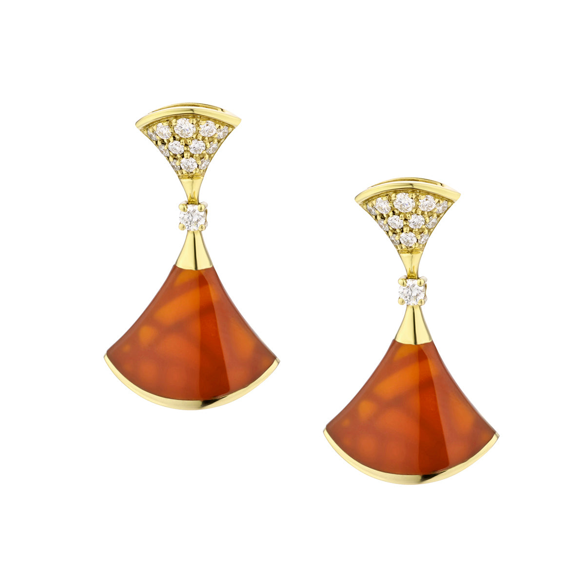 Bulgari 18kt Rose Gold "Diva's Dream" Carnelian and Diamond Earrings.