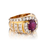 18kt Yellow Gold Ruby and Diamond Ring. 3.00 Oval Cut Ruby - view 3