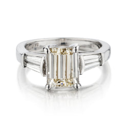 Platinum Step Cut Diamond Ring. 2.10 Carat Weight