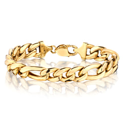 14kt Yellow Gold Chunky Figaro Design Bracelet. Weigth: 27.41 Grams