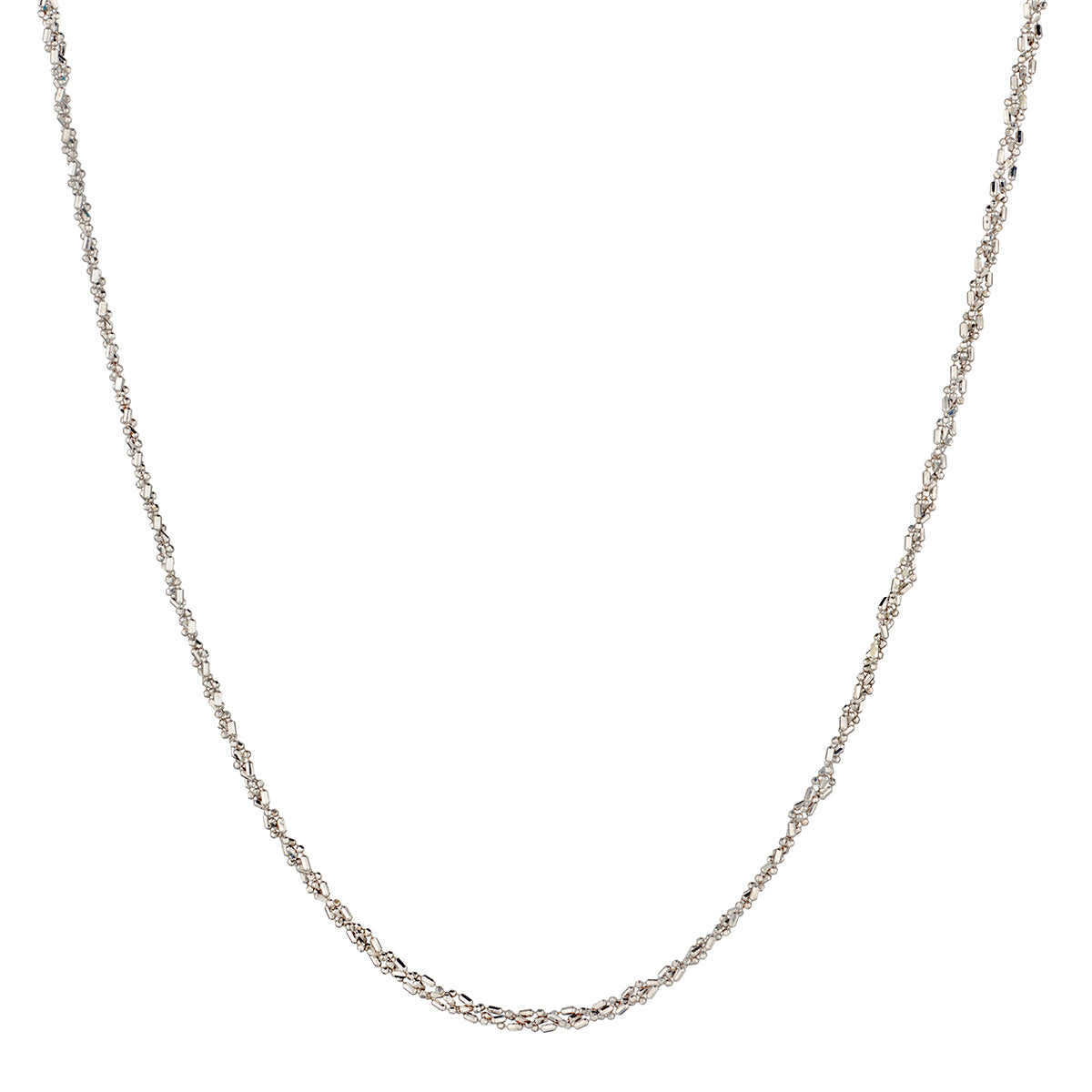 18kt White Gold Braided Chain. Made in Italy. Weight: 6.7 grams
