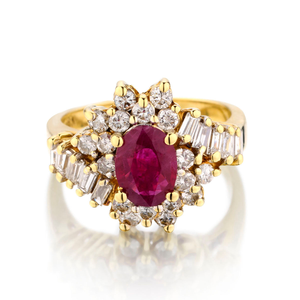 Ladies 18kt Yellow Gold Ruby and Diamond Ring.