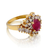 Ladies 18kt Yellow Gold Ruby and Diamond Ring. - view 2