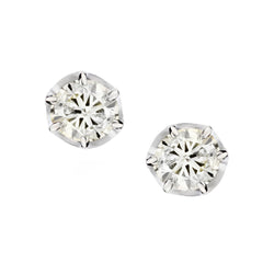 Vintage 14kt White Gold Diamond Stud Earrings. 2 x 0.85ct Tw Transitional Cut