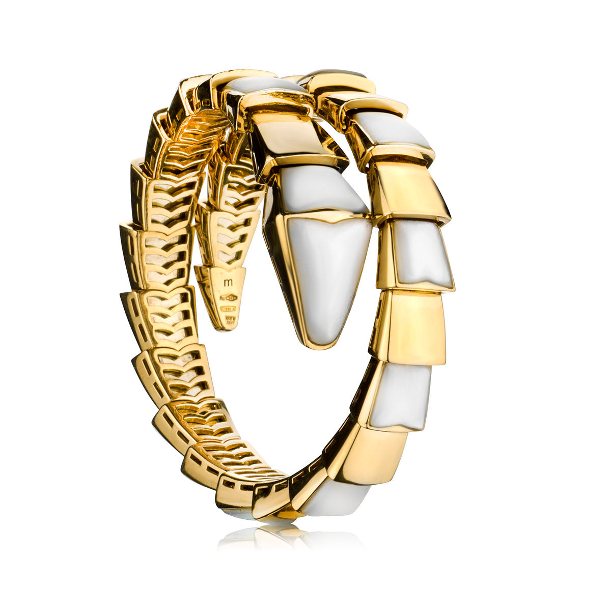 Bvlgari Serpentini Chunky 18kt Yellow Gold Mother of Pearl Bracelet. (M)