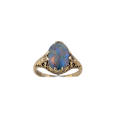 14KT YELLOW GOLD VINTAGE OPAL RING.