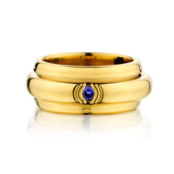 18kt Yellow Gold Piaget Possession Blue Sapphire Ring. Circa 1993
