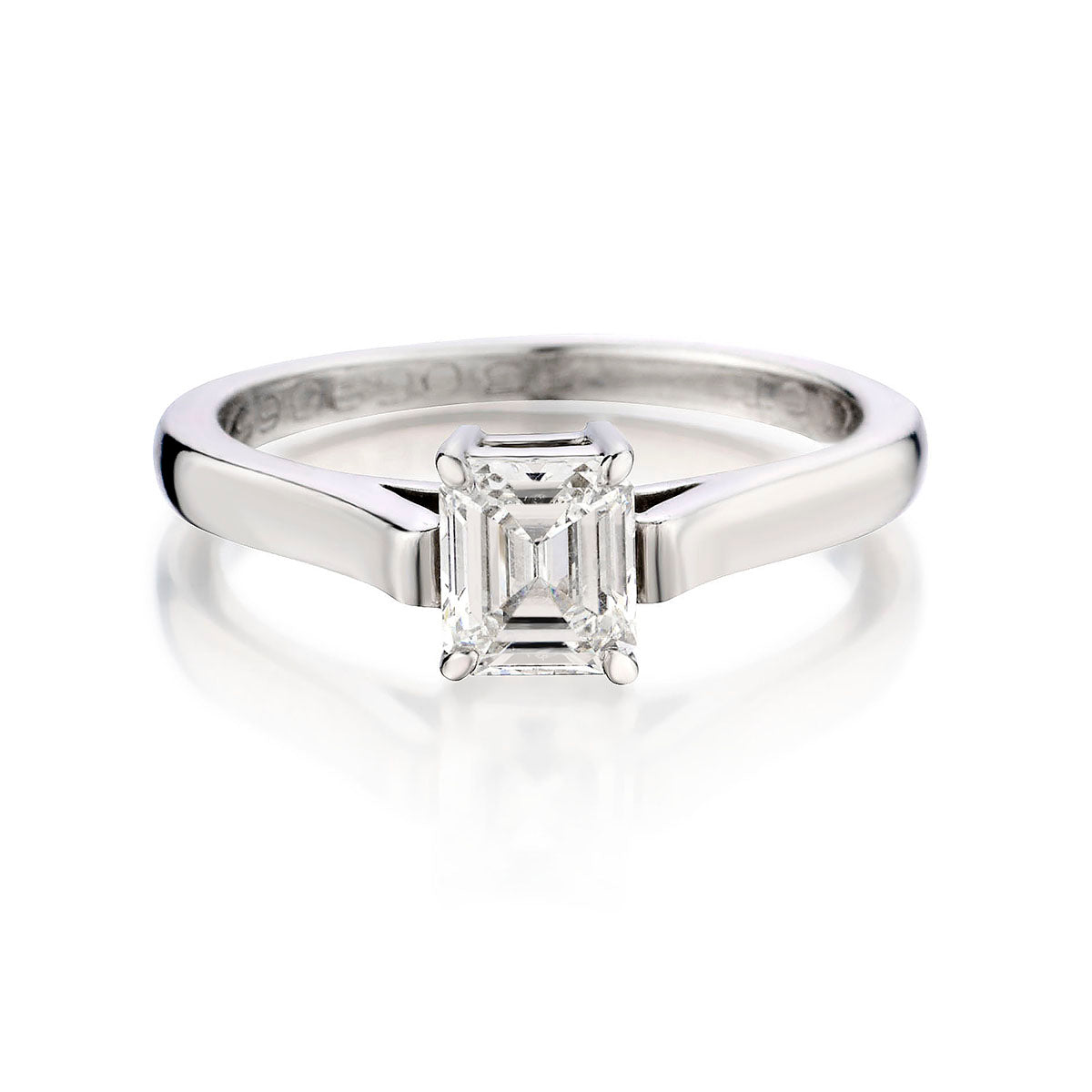 Platinum Tiffany & Co Emerald Cut Diamond Ring.  0.71 ct