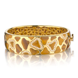 Roberto Coin Diamond Tigers Eye 18kt Yellow Gold Bangle / Bracelet.54.47 grams