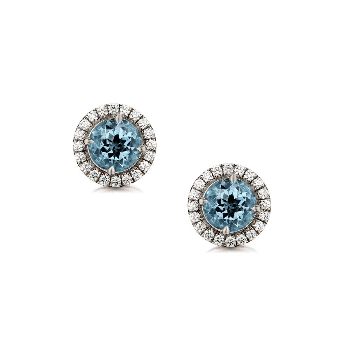 Tiffany & Co "Soleste" Collection Aquamarine and Diamond Stud Earrings. Platinum