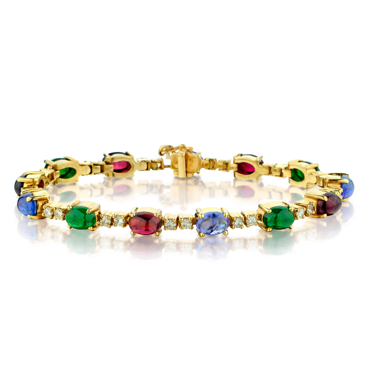 Ladies 14kt Yellow Gold Coloured Precious Stone Bracelet.