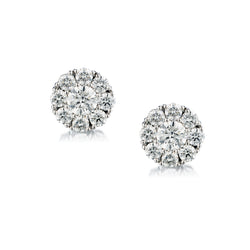 "Birks" 18kt White Gold Diamond Cluster Stud Earrings. Snowflake Collection.