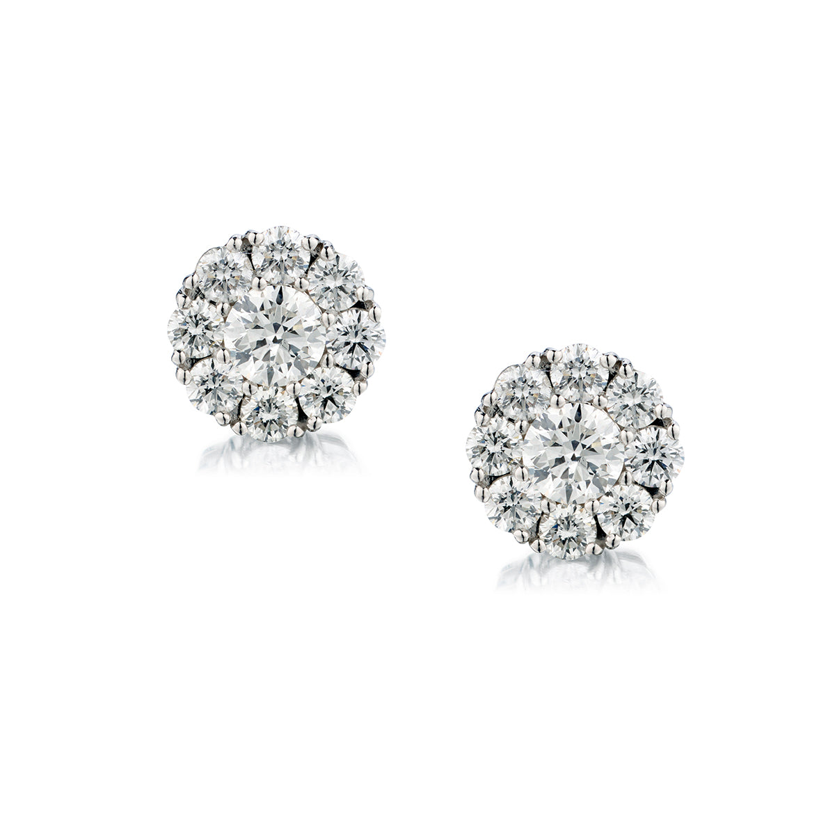 "Birks" 18kt White Gold Diamond Cluster Stud Earrings. Snowflake Collection.