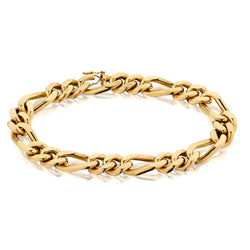 Mens 9Kt Pink Gold "Figaro" Bracelet. Weight: 42.20 grams.