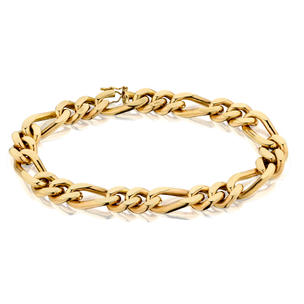 Mens 9Kt Pink Gold "Figaro" Bracelet. Weight: 42.20 grams.