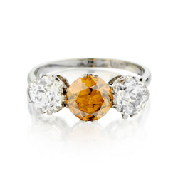 Vintage 18kt White Gold Diamond 3 Stone Ring